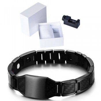 LITTLE FROG Stylish Mens Carbon Fiber Energy Bracelets Health Magnetic Link Chain Bracelets Bangles Perfect Gifts Accessories