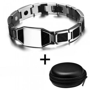 LITTLE FROG Stylish Mens Carbon Fiber Energy Bracelets Health Magnetic Link Chain Bracelets Bangles Perfect Gifts Accessories