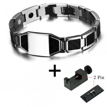 LITTLE FROG Stylish Mens Carbon Fiber Energy Bracelets Health Magnetic Link Chain Bracelets Bangles Perfect Gifts Accessories