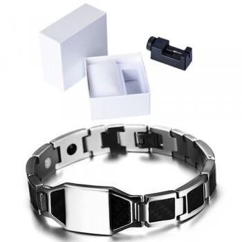 LITTLE FROG Stylish Mens Carbon Fiber Energy Bracelets Health Magnetic Link Chain Bracelets Bangles Perfect Gifts Accessories