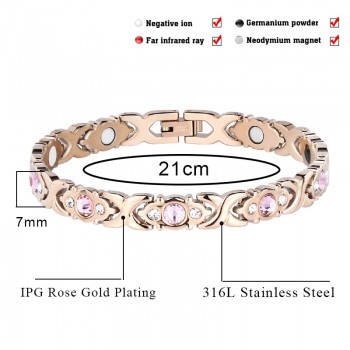 LITTLE FROG Crystal Gem Woman Magnetic Bracelet Health Energy Gold Fashion Jewelry Lady Stainless Steel Bracelets Bangles