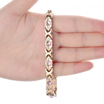 LITTLE FROG Crystal Gem Woman Magnetic Bracelet Health Energy Gold Fashion Jewelry Lady Stainless Steel Bracelets Bangles