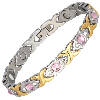 LITTLE FROG Crystal Gem Woman Magnetic Bracelet Health Energy Gold Fashion Jewelry Lady Stainless Steel Bracelets Bangles