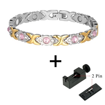 LITTLE FROG Crystal Gem Woman Magnetic Bracelet Health Energy Gold Fashion Jewelry Lady Stainless Steel Bracelets Bangles
