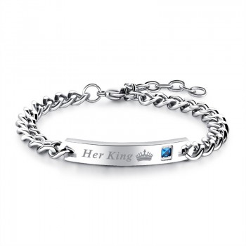 Modyle 2018 New Her King Bracelets His Queen Couple Bracelets with CZ Stone Boyfriend Girlfriend Wedding Jewelry Drop Shipping