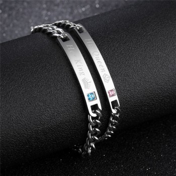 Modyle 2018 New Her King Bracelets His Queen Couple Bracelets with CZ Stone Boyfriend Girlfriend Wedding Jewelry Drop Shipping