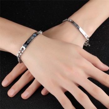 Modyle 2018 New Her King Bracelets His Queen Couple Bracelets with CZ Stone Boyfriend Girlfriend Wedding Jewelry Drop Shipping