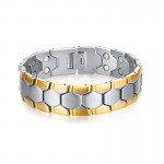 Mprainbow Trendy Mens Bracelets Stainless stee Double Row Magnetic Therapy Bracelet Two Tone Adjustable Fashioh Jewelry and Tool
