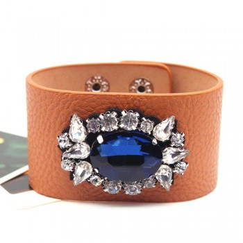 The New Leather Bracelet Rhinestone Bracelet Charm Contracted And Generous Fashion Jewelry  Bracelet Bangle