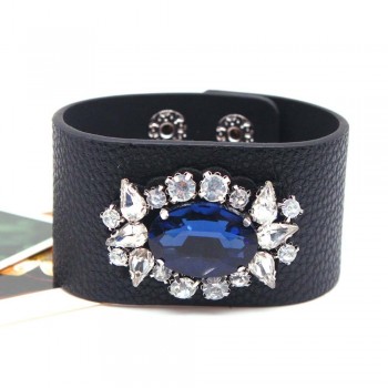 The New Leather Bracelet Rhinestone Bracelet Charm Contracted And Generous Fashion Jewelry  Bracelet Bangle
