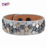 Damp;D Hot sale Paved Full Rivet Wide Leather Bracelets amp; Bangles punk Style Genuine Bracelet