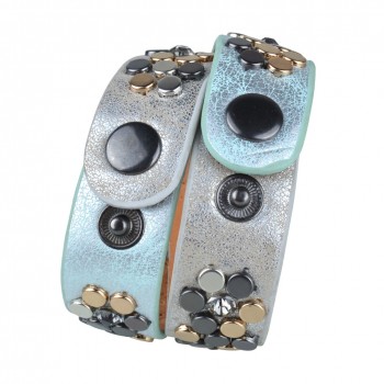 Damp;D Hot sale Paved Full Rivet Wide Leather Bracelets amp; Bangles punk Style Genuine Bracelet