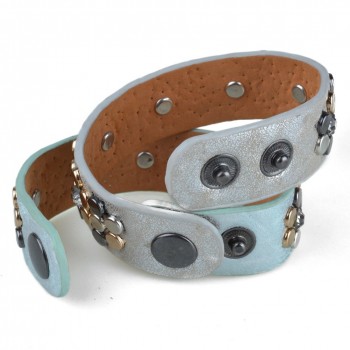 Damp;D Hot sale Paved Full Rivet Wide Leather Bracelets amp; Bangles punk Style Genuine Bracelet