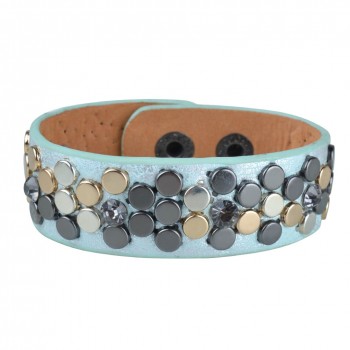 Damp;D Hot sale Paved Full Rivet Wide Leather Bracelets amp; Bangles punk Style Genuine Bracelet