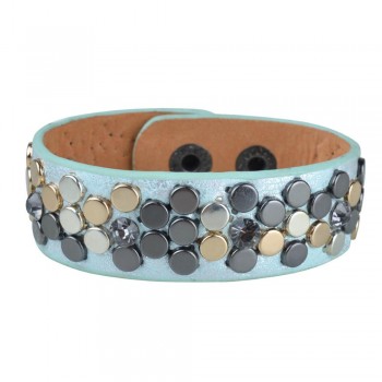 Damp;D Hot sale Paved Full Rivet Wide Leather Bracelets amp; Bangles punk Style Genuine Bracelet