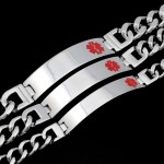 ATGO Men Women Medical Alert Heart ID Bracelet amp; Bangle 316L Stainless Steel Link Chain Wrist Medico Jewelry Party Gift BB1425