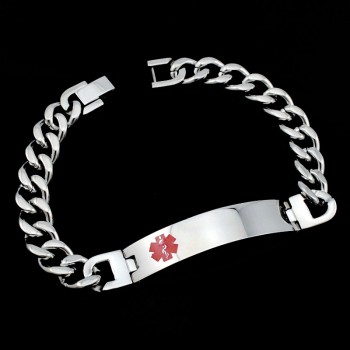 ATGO Men Women Medical Alert Heart ID Bracelet amp; Bangle 316L Stainless Steel Link Chain Wrist Medico Jewelry Party Gift BB1425