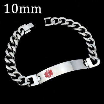ATGO Men Women Medical Alert Heart ID Bracelet amp; Bangle 316L Stainless Steel Link Chain Wrist Medico Jewelry Party Gift BB1425