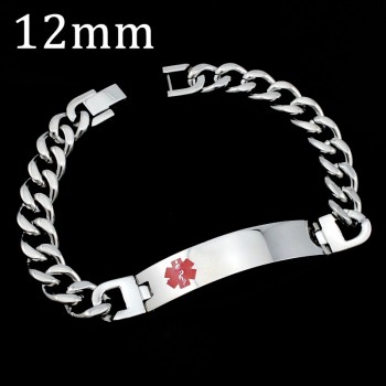 ATGO Men Women Medical Alert Heart ID Bracelet amp; Bangle 316L Stainless Steel Link Chain Wrist Medico Jewelry Party Gift BB1425