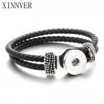 8Color New Fashion Snap Bracelet Buttons Fit 18mm Snap Jewelry Black Leather Bracelets For Women Summer Jewelry