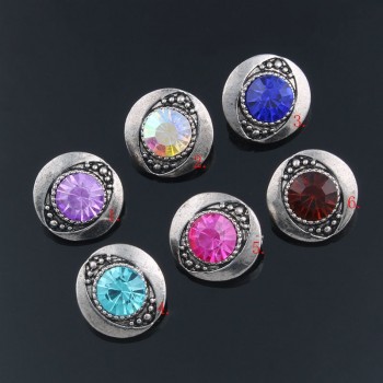 10pcs/lot Snap Jewelry 12MM Snap Buttons Metal Flower Rhinestone Styles Xinnver Snaps  Fit DIY Snap Bracelets Bangles ZL018
