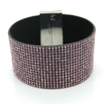 2017 New Fashion High Quality Handmade Crystal Leather Bracelet For Men Women Trendy Black Rhinestone Classic Charm Bracelet.