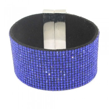 2017 New Fashion High Quality Handmade Crystal Leather Bracelet For Men Women Trendy Black Rhinestone Classic Charm Bracelet.