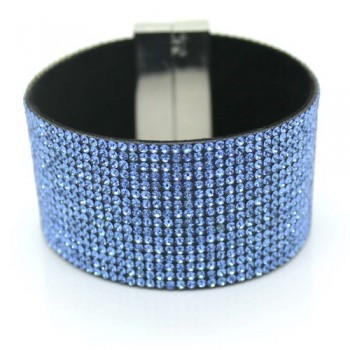 2017 New Fashion High Quality Handmade Crystal Leather Bracelet For Men Women Trendy Black Rhinestone Classic Charm Bracelet.
