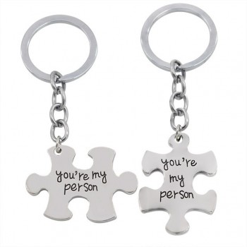 2 Pcs/Set Puzzle Letter Youre My Person Couple Keychain Lovers BBF Key Chain Holder Love Heart Best Friends Christmas Gifts