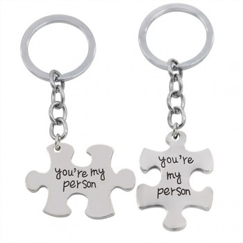 2 Pcs/Set Puzzle Letter Youre My Person Couple Keychain Lovers BBF Key Chain Holder Love Heart Best Friends Christmas Gifts