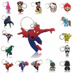 1pcs Avengers Super Mario Mickey Troll Cartoon Figure Key Chain PVC Anime Key Ring Kid Toy Pendant Keychain Key Holder Xmas Gift