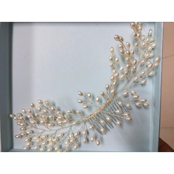 2018 New Luxurious Bride Hair Accessories 100% Handmade Pearl Wedding Hair Jewelry Party Pom Bridal Starry Hair Comb Pearl Tiara