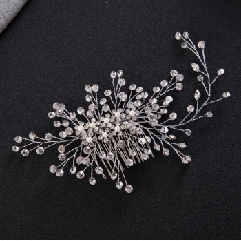 2018 New Luxurious Bride Hair Accessories 100% Handmade Pearl Wedding Hair Jewelry Party Pom Bridal Starry Hair Comb Pearl Tiara