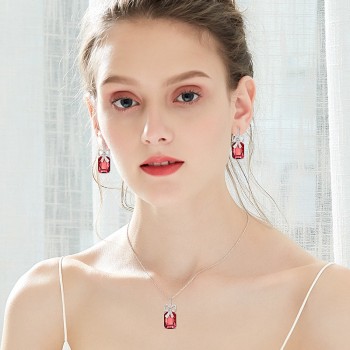 Cdyle Crystals from Swarovski Bowknot Shape Jewelry Sets For Women Gorgeous Party Jewelry 925 Sterling Silver Necklaceamp;Earrings