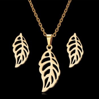 RINHOO Butterfly Rose Flower Heart Leaf Gold Color Stainless Steel Sets For Women Necklace Earrings Jewelry Set Wedding Jewelry
