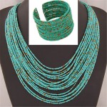DIEZI African Acrylic Beads Jewelry Sets Bohemia Necklaces Bangles Women Fashion Statement Multilayer Necklace New Jewelry Set