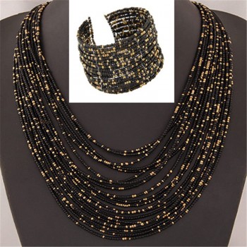 DIEZI African Acrylic Beads Jewelry Sets Bohemia Necklaces Bangles Women Fashion Statement Multilayer Necklace New Jewelry Set