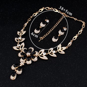 jiayijiaduo Hot African female costume Jewelry set for women Gold color Black Red Golde-color Necklace earrings set wedding