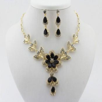 jiayijiaduo Hot African female costume Jewelry set for women Gold color Black Red Golde-color Necklace earrings set wedding