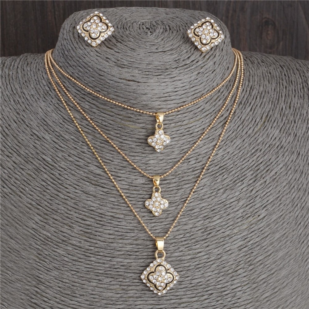 Austrian Crystal Golden Plated Jewerly Sets For Women Cats Eye Stones Jewelry Set  african necklace earrings jewellery set