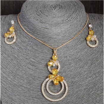 Austrian Crystal Golden Plated Jewerly Sets For Women Cats Eye Stones Jewelry Set  african necklace earrings jewellery set