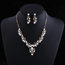 Simulated Pearl Jewelry Set for Women Statement Necklaces Pendants Imitation pearls Drop Earrings for Bride Wedding KK131