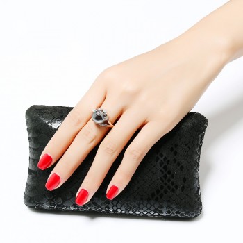 Big discount sale Earrings ring sets Rose gold plate pave grey pearl amp; cubic zircon Wholesale jewelry set for women