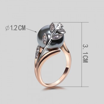 Big discount sale Earrings ring sets Rose gold plate pave grey pearl amp; cubic zircon Wholesale jewelry set for women