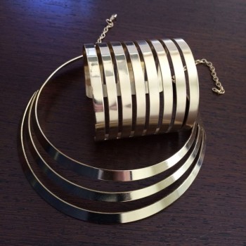 2017 New Trendy Cool Torques Opened Cuff Bracelet Bangles Necklace Sets Women Party Statement Jewelry Set Bijoux Female Gift