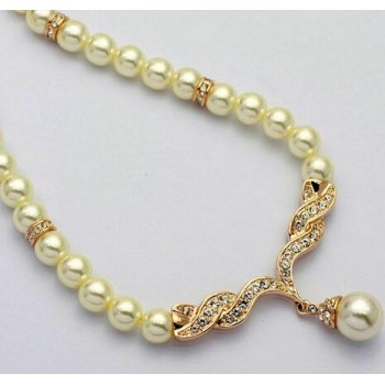 Charming Bride Simulated Pearl Jewelry Set Crystal Pendant Necklaces Earring Sets Fashion Jewelry Accessory Maxi Necklace XY-N2