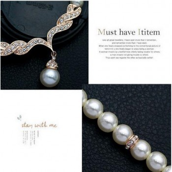 Charming Bride Simulated Pearl Jewelry Set Crystal Pendant Necklaces Earring Sets Fashion Jewelry Accessory Maxi Necklace XY-N2