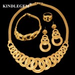 Kindlegem Luxury Parure Bijoux Femme Dubai Gold Geometric Big Necklace Sets Fashion Indian African Jewelry Sets For Women