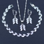 White Crystal Bridal Silver 925 Jewelry Sets Women Pendantamp;Necklaceamp;Bracelets Ring Earrings With Natural Stones Bracelets