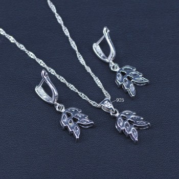 White Crystal Bridal Silver 925 Jewelry Sets Women Pendantamp;Necklaceamp;Bracelets Ring Earrings With Natural Stones Bracelets